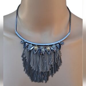 Simply Vera Vera Wang Gunmetal Fringe Bib Statement Necklace